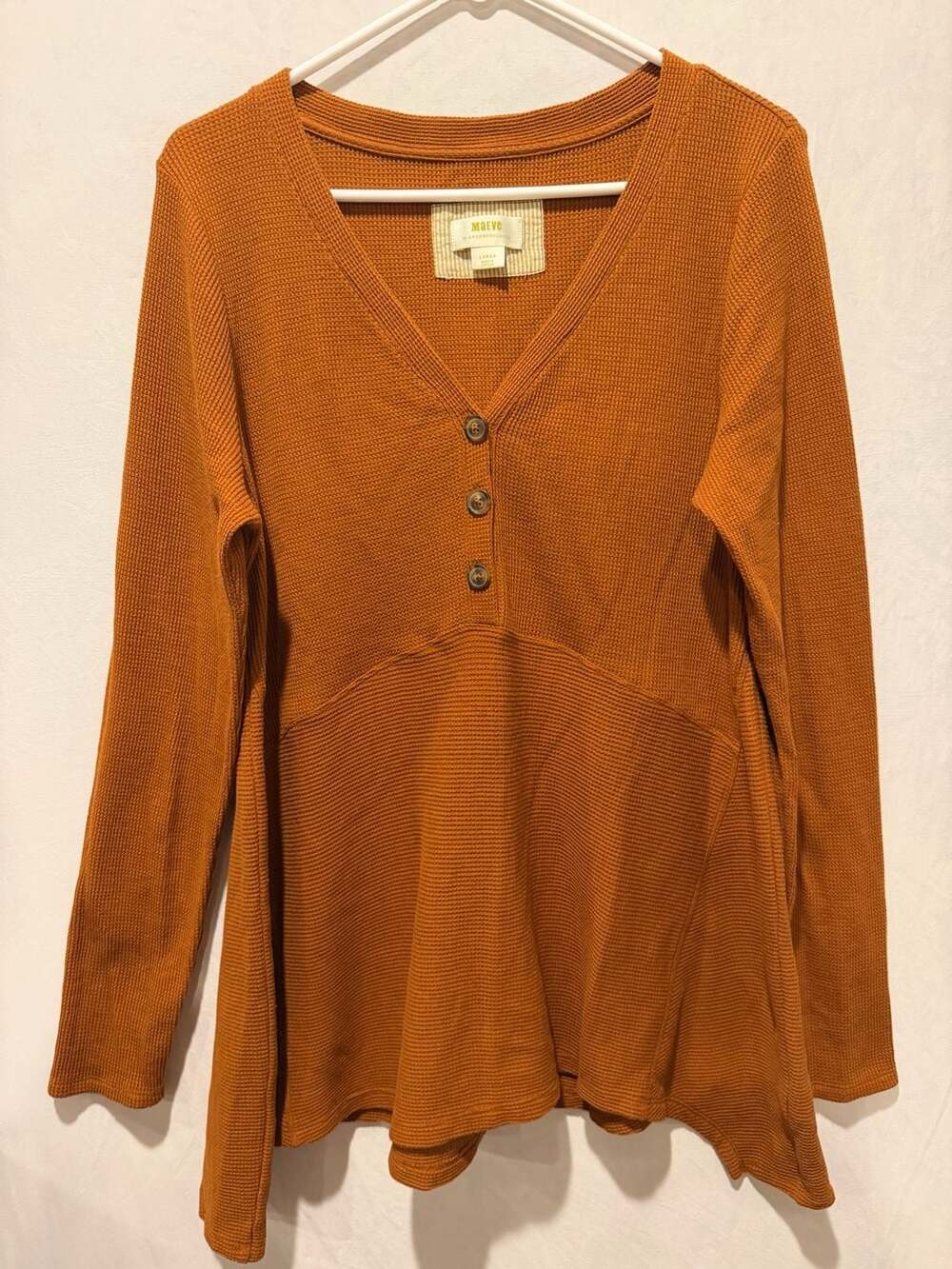 Maeve by Anthropologie Eliza Henley Babydoll Thermal Top sz large